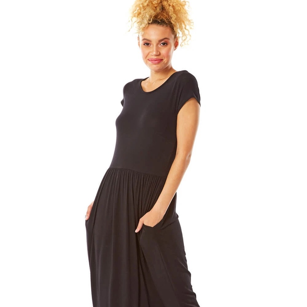 Roaman's Black Casual Sundress Short Sleeve Crew Neck Mini